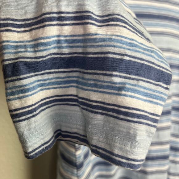 Lands' End Womens Size 1X Slub Jersey Swing Tunic Top 3/4 Sleeves Blue Stripes - Picture 4 of 7